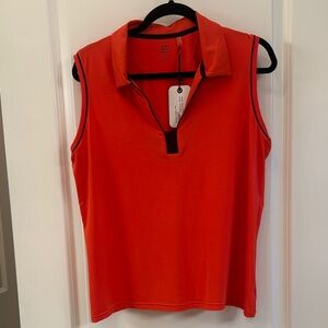 Women's Red Sleeveless Polo Top